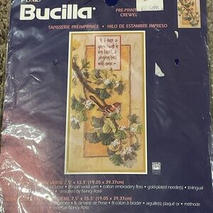 Bucilla Pre-Printed Crewel Wall Decor Panel WITH Birds And Verse